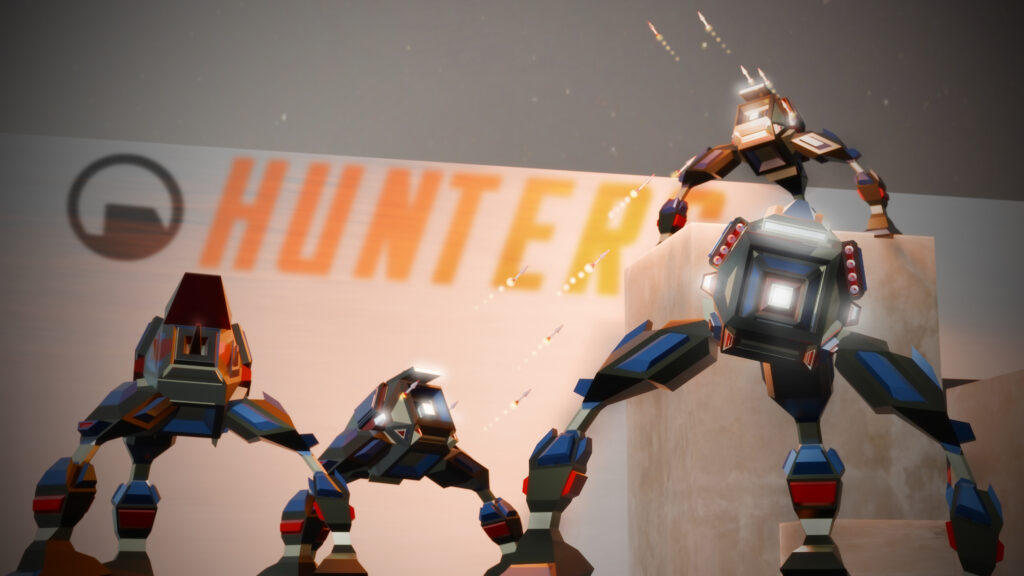 een render van robots over hunters met raketten geinspireerd van half life door blender