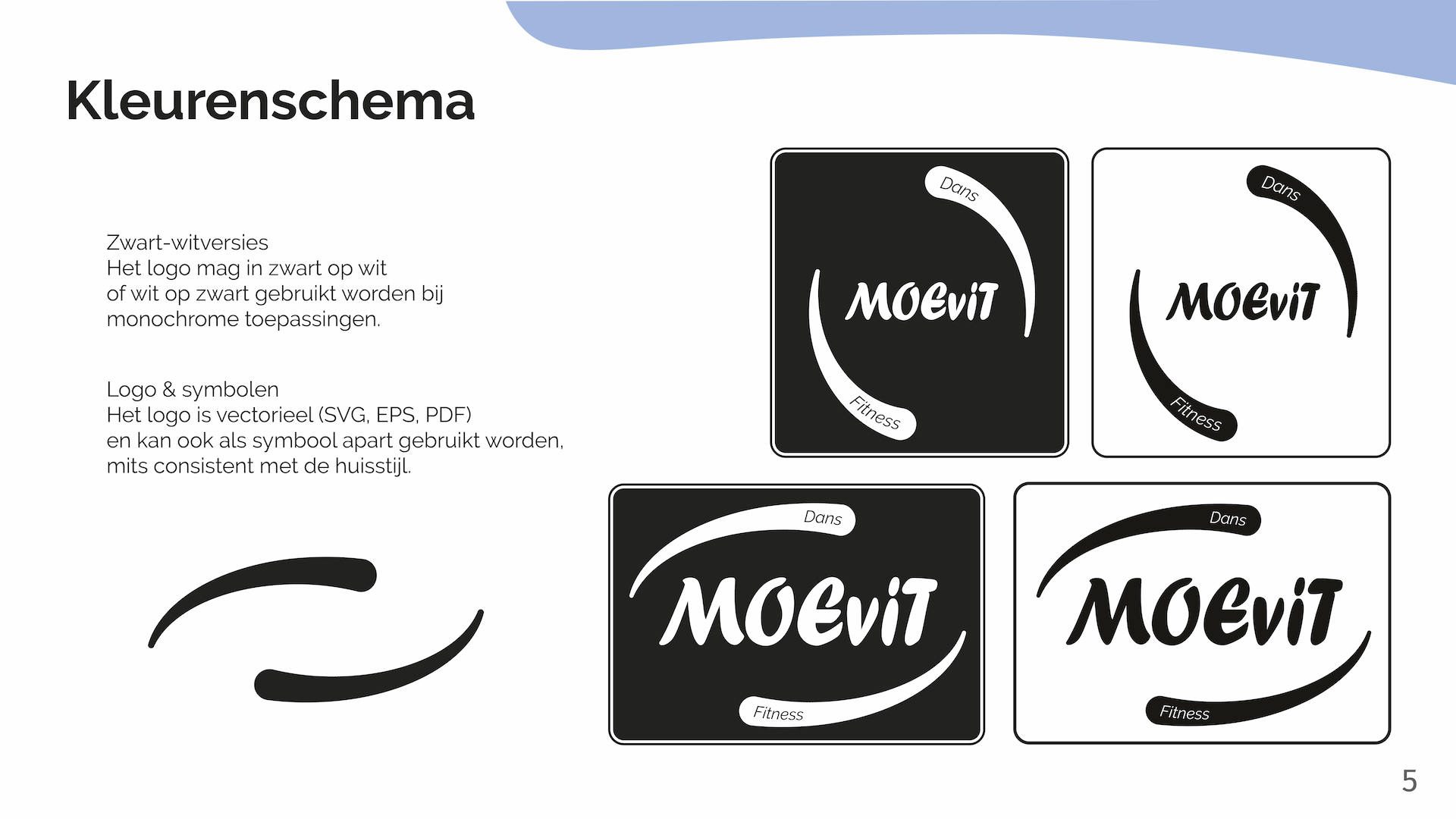 moevit brandboek van pagina 5 over logo-symbolen en zwart-wit