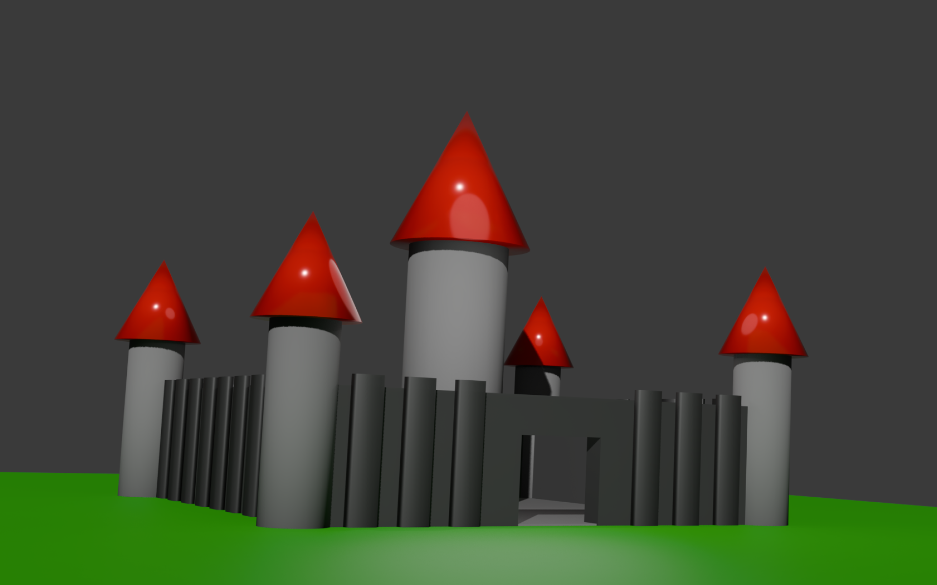 een render van een kasteel in 3d door blender