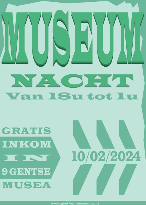 een geillustreerde museum poster in groen en light groen
