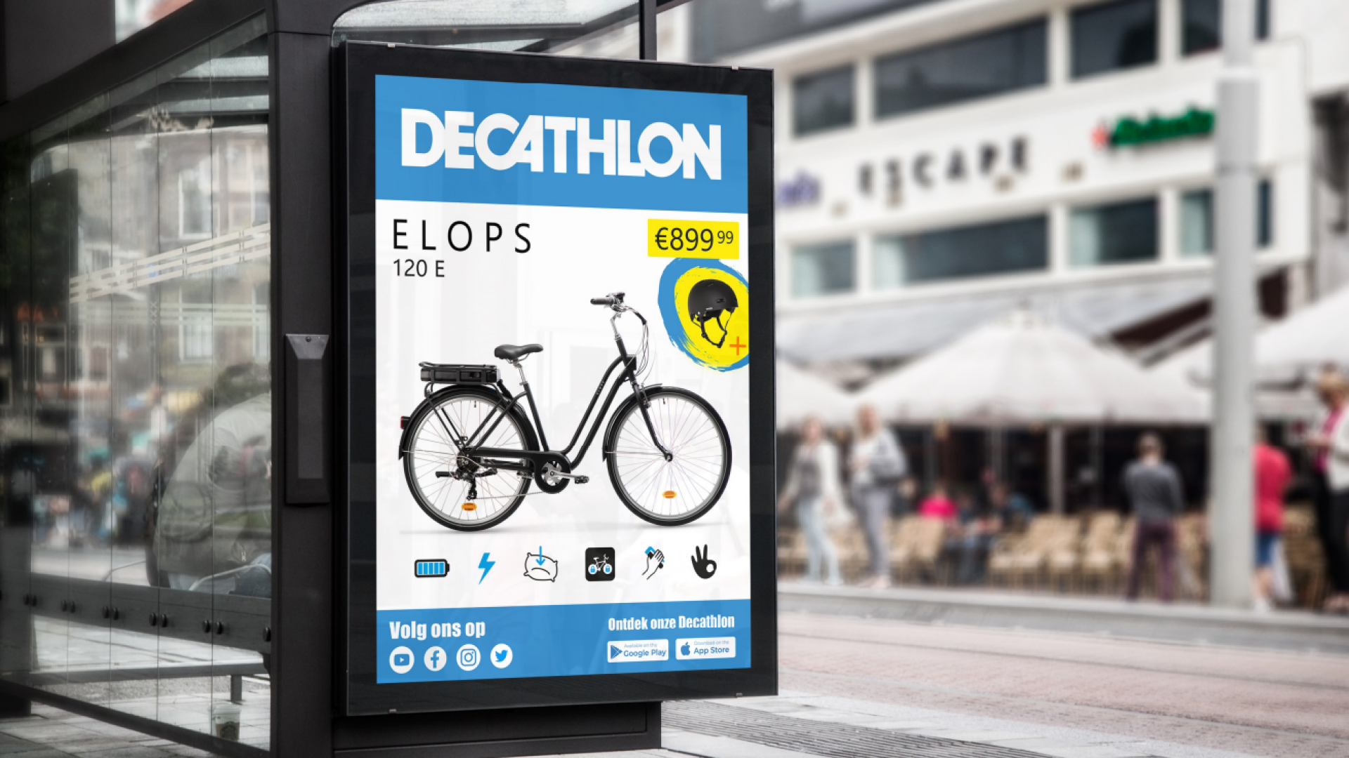een volledig rational selling point decathlon poster in een abribus