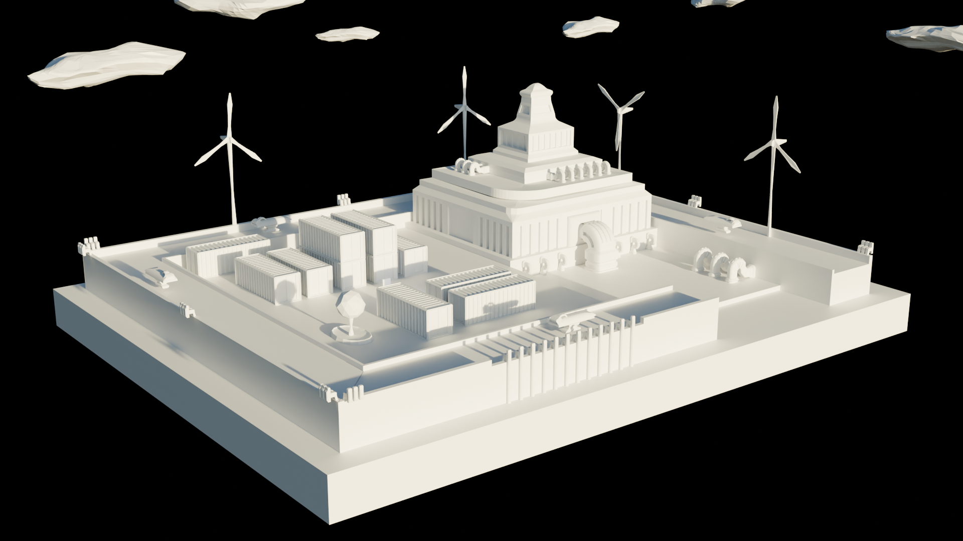 een onvolledige diorama render door blender