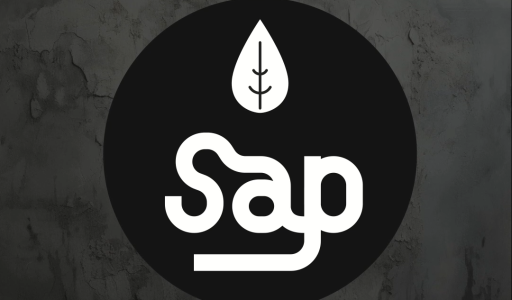 een logo van sap met donker beton achtergrond