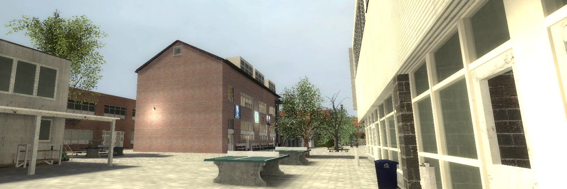 Sint-JozefInstituut gebouw met pingpong tafels