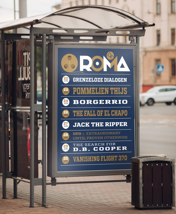 een mockup van een poster over roma events
